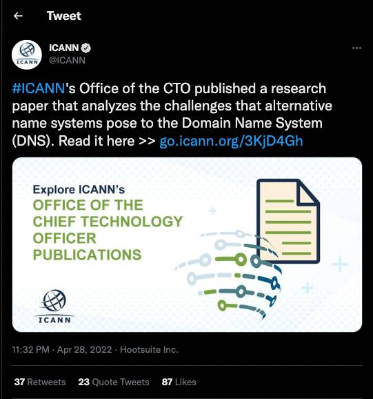 ICANN tweet