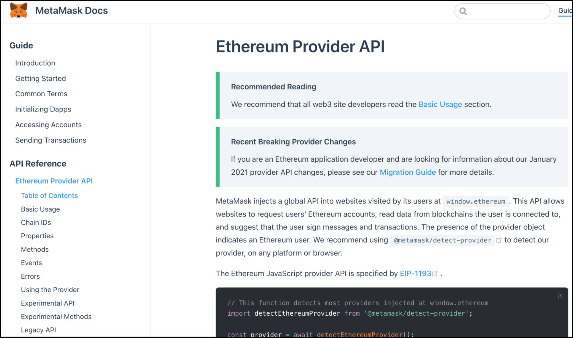 Ethereum Provider API