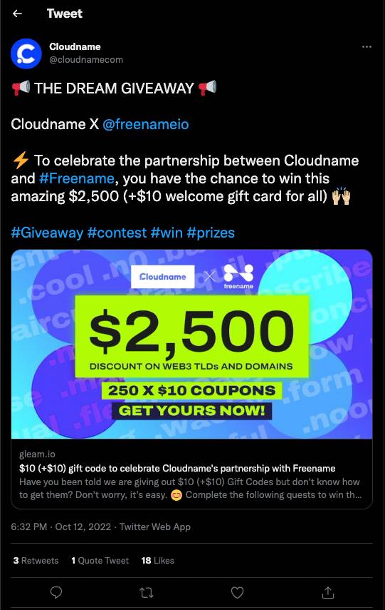 cloudname tweet