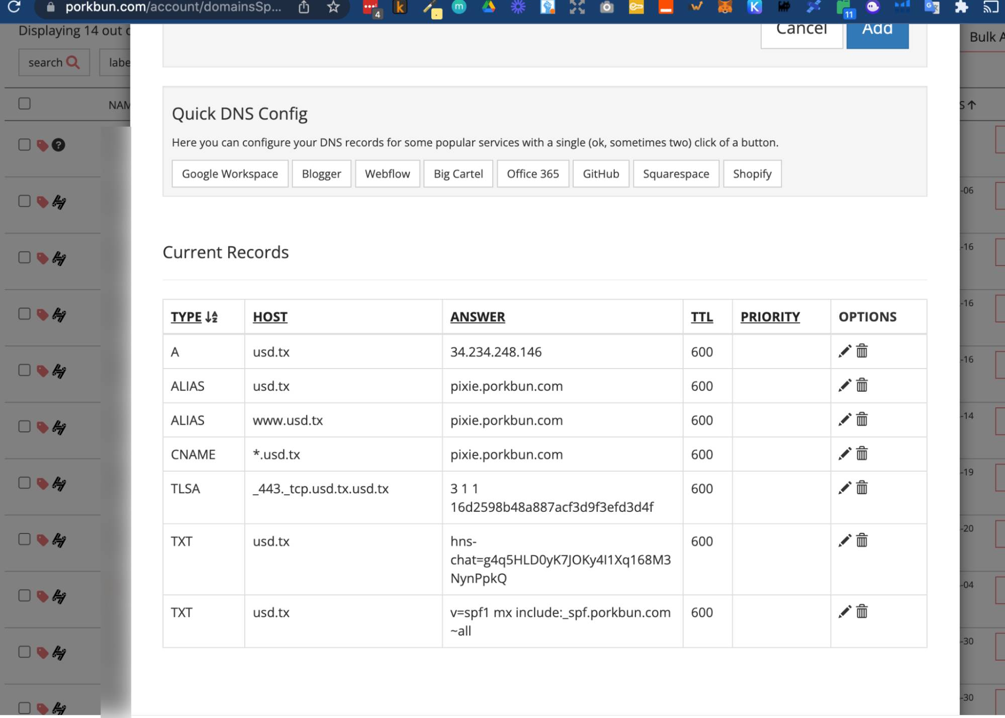 Using Your Handshake SLD domains - Porkbun